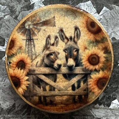 Donkeys with Sunflowers Magnet 30mm