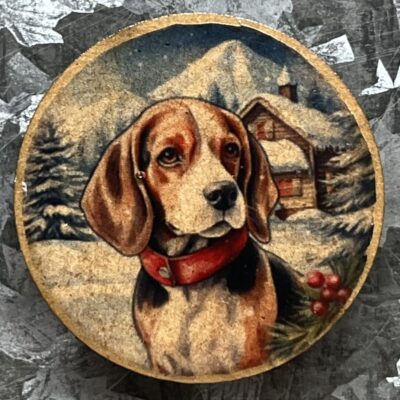 Christmas Basset Magnet 30mm