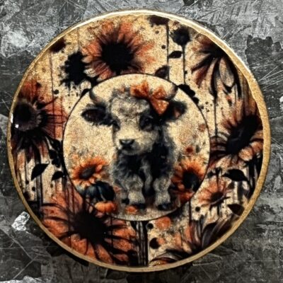 Sunflowers And Highland Cow Magnet 30mm