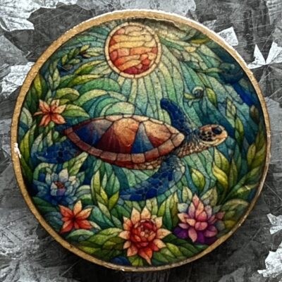 Stainglass Sea Turtle Magnet 30mm